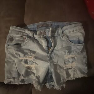 Just USA Distressed Light Blue Denim Shorts